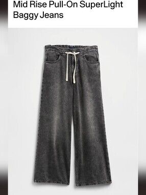 Gap Mid Rise SuperLight Baggy Jeans - Washed Charcoal